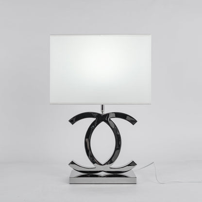 Roestvrij Stalen Tafellamp met Stoffen Kap – Luxe Designlamp Goud/Chroom met Zwart/Wit – E26/E27 Fitting – Ø36.5×H62cm