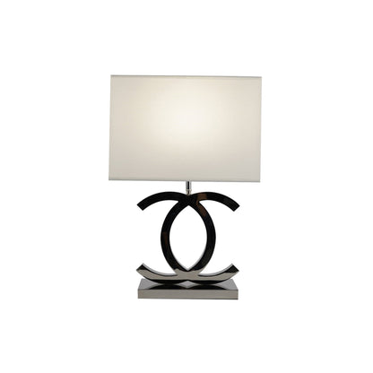 Roestvrij Stalen Tafellamp met Stoffen Kap – Luxe Designlamp Goud/Chroom met Zwart/Wit – E26/E27 Fitting – Ø36.5×H62cm