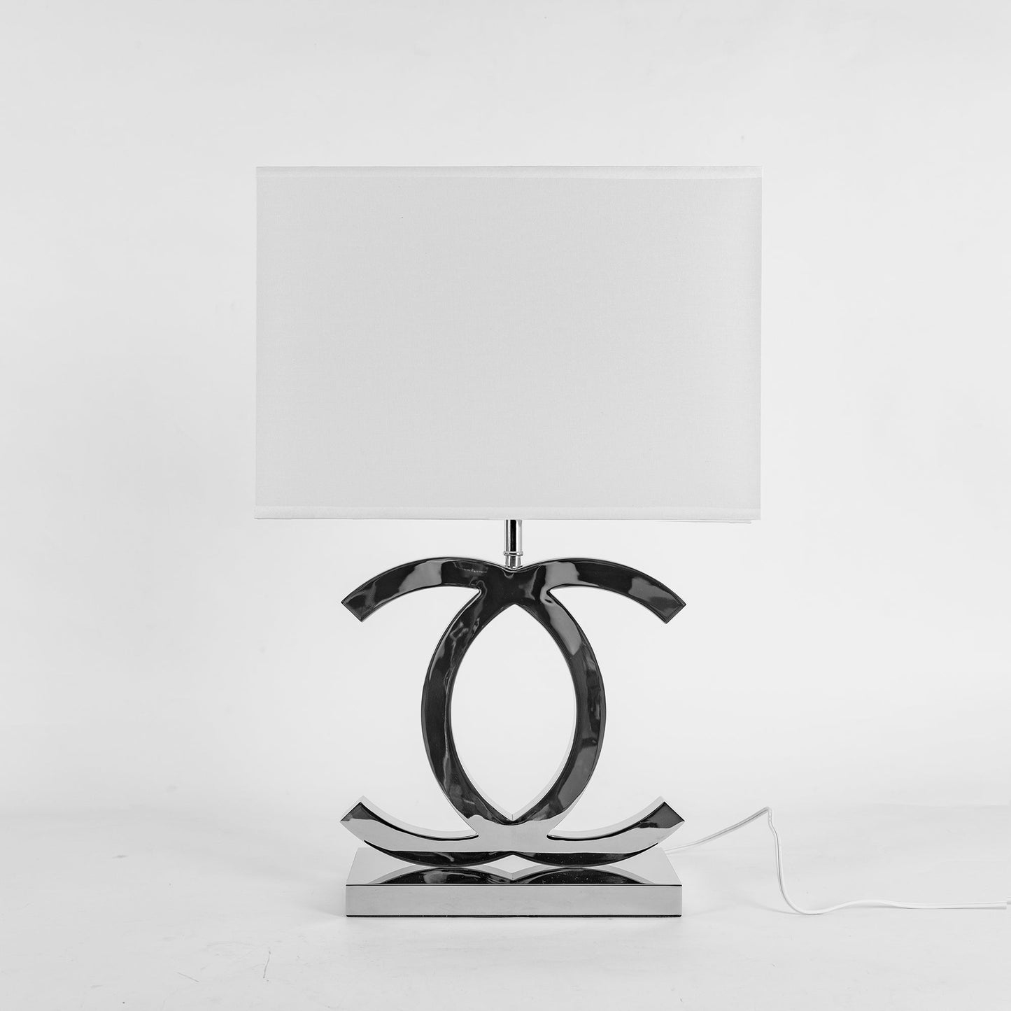 Roestvrij Stalen Tafellamp met Stoffen Kap – Luxe Designlamp Goud/Chroom met Zwart/Wit – E26/E27 Fitting – Ø36.5×H62cm