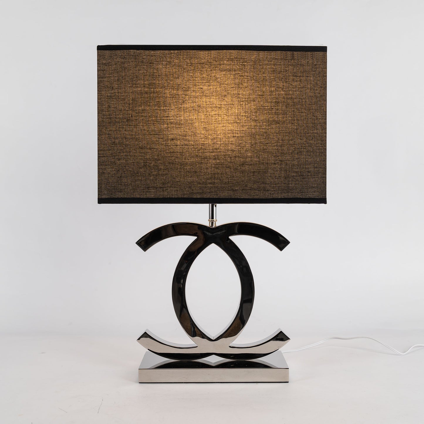Roestvrij Stalen Tafellamp met Stoffen Kap – Luxe Designlamp Goud/Chroom met Zwart/Wit – E26/E27 Fitting – Ø36.5×H62cm