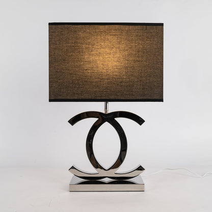 Roestvrij Stalen Tafellamp met Stoffen Kap – Luxe Designlamp Goud/Chroom met Zwart/Wit – E26/E27 Fitting – Ø36.5×H62cm