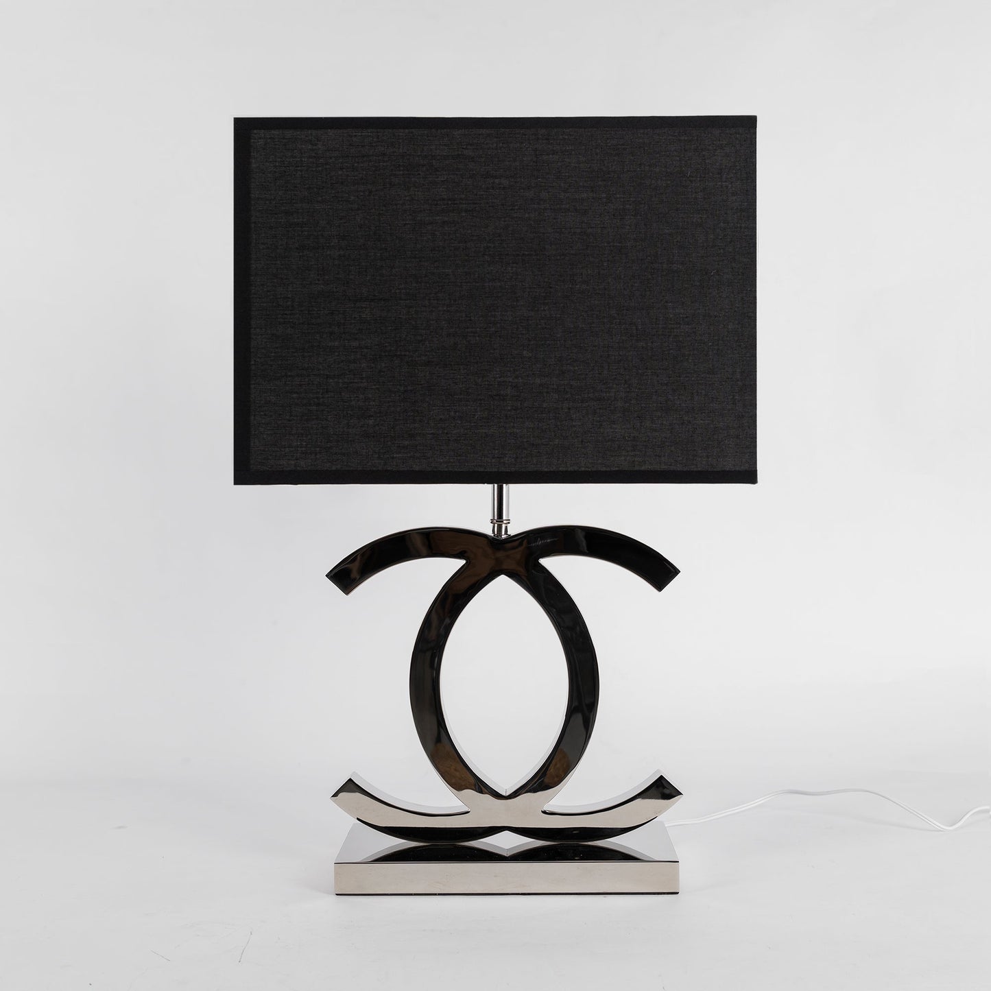 Roestvrij Stalen Tafellamp met Stoffen Kap – Luxe Designlamp Goud/Chroom met Zwart/Wit – E26/E27 Fitting – Ø36.5×H62cm