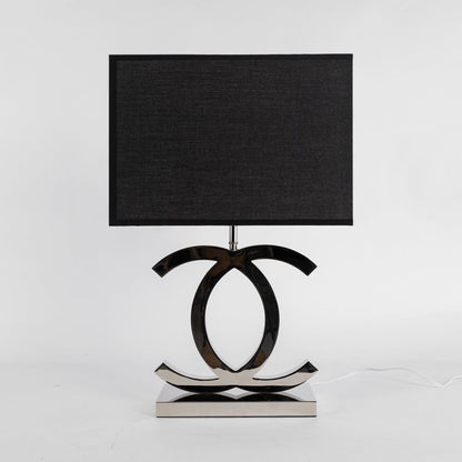 Roestvrij Stalen Tafellamp met Stoffen Kap – Luxe Designlamp Goud/Chroom met Zwart/Wit – E26/E27 Fitting – Ø36.5×H62cm