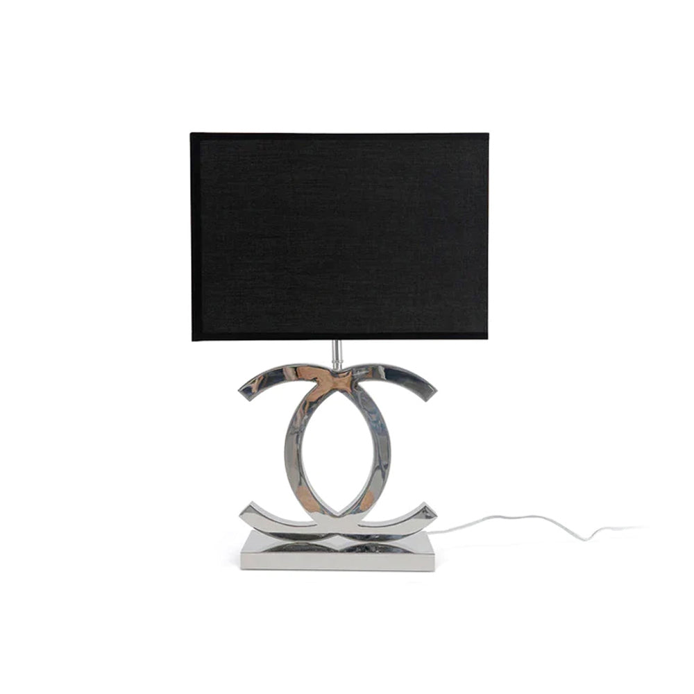 Roestvrij Stalen Tafellamp met Stoffen Kap – Luxe Designlamp Goud/Chroom met Zwart/Wit – E26/E27 Fitting – Ø36.5×H62cm