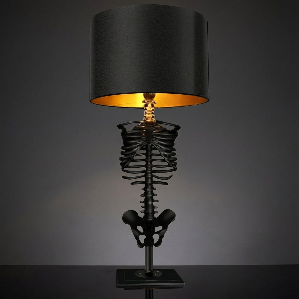 Tafellamp Skelet Gothic Handgemaakt Hout Resin Goud Koper Kunstig Statement Decoratie Donker Romantisch Woonkamer Nachtkastje Sfeer