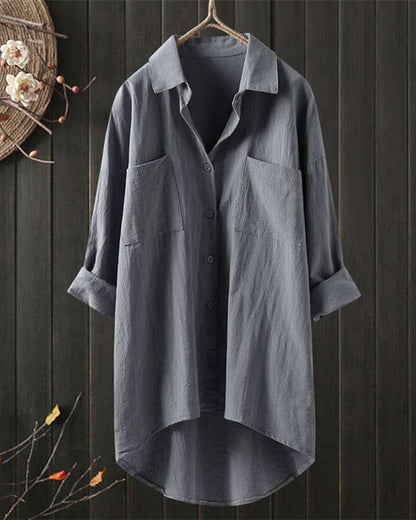 Vrouwelijke Blouse Lange Mouwen Katoen Casual