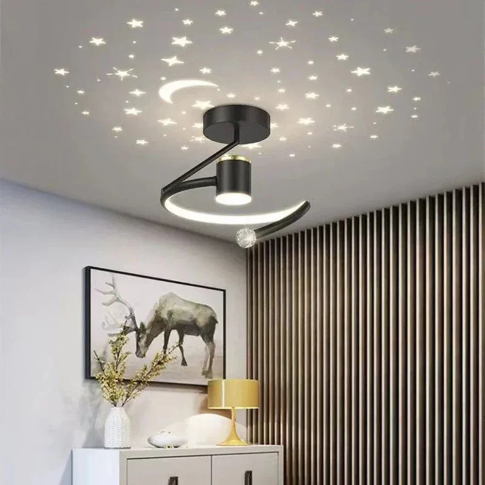Dimbare LED plafondlamp met sterrenhemel effect en moderne design afwerking voor woonkamer en slaapkamer