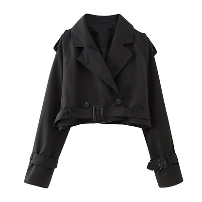 Dames Trenchcoat Kort Elegante Stijl