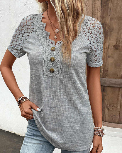 Vrouwen T-shirt Lichtgewicht Kanten Design