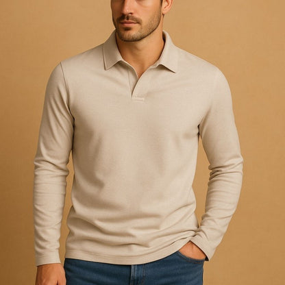 Heren Polo Shirt Lange Mouwen Slim Fit Kwaliteit