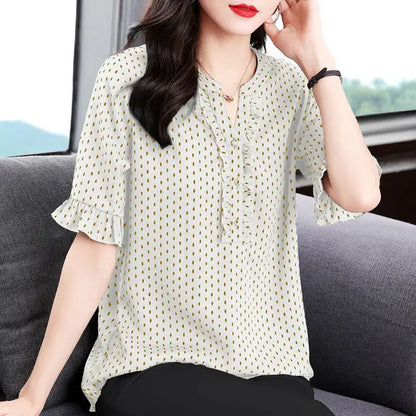 Vrouwelijke Blouse met Polka Dots Zomerse Stijl