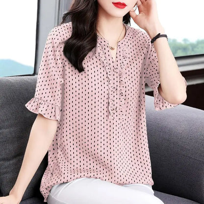 Vrouwelijke Blouse met Polka Dots Zomerse Stijl