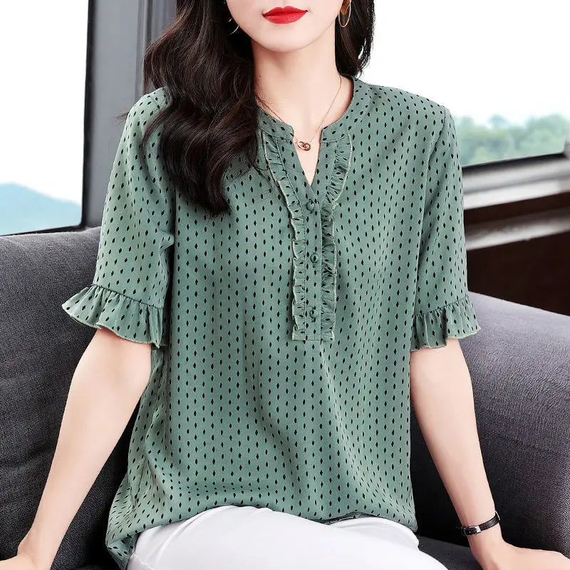 Vrouwelijke Blouse met Polka Dots Zomerse Stijl