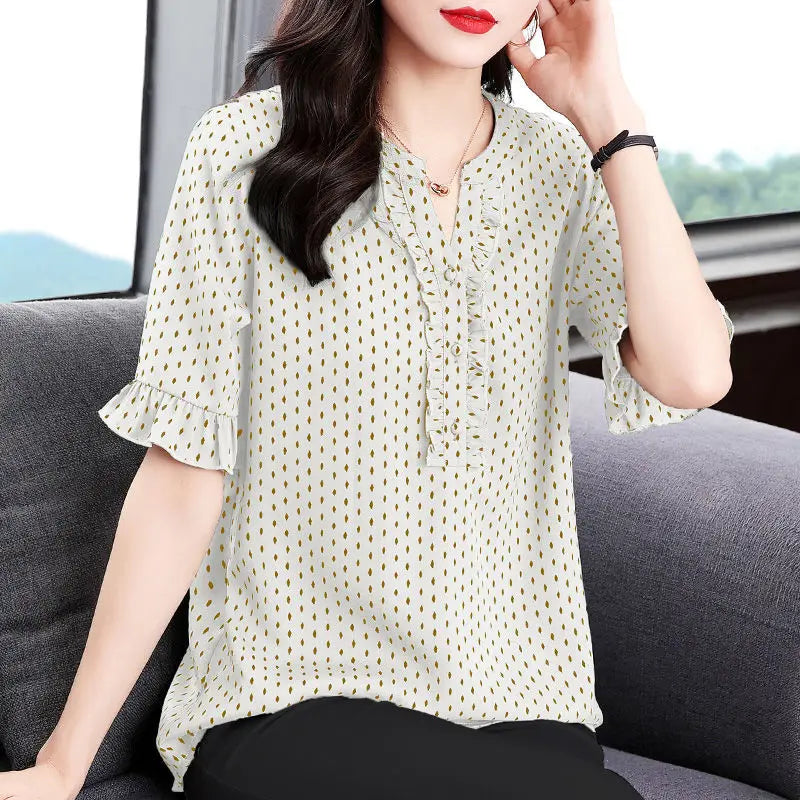 Vrouwelijke Blouse met Polka Dots Zomerse Stijl