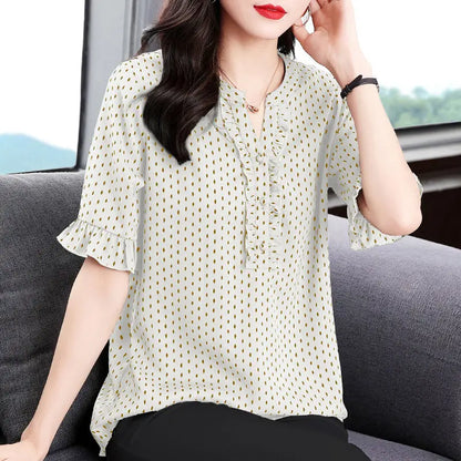 Vrouwelijke Blouse met Polka Dots Zomerse Stijl