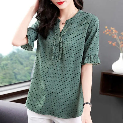 Vrouwelijke Blouse met Polka Dots Zomerse Stijl