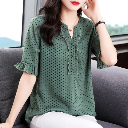 Vrouwelijke Blouse met Polka Dots Zomerse Stijl