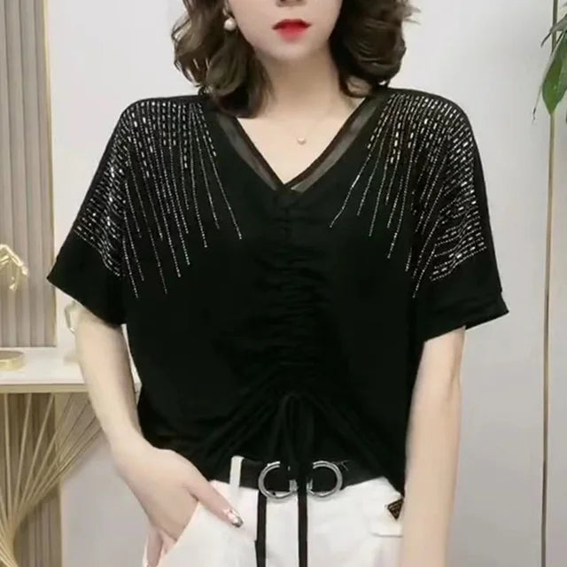 V-Hals Blouse met Strik en Elegant Design - StudioMarella