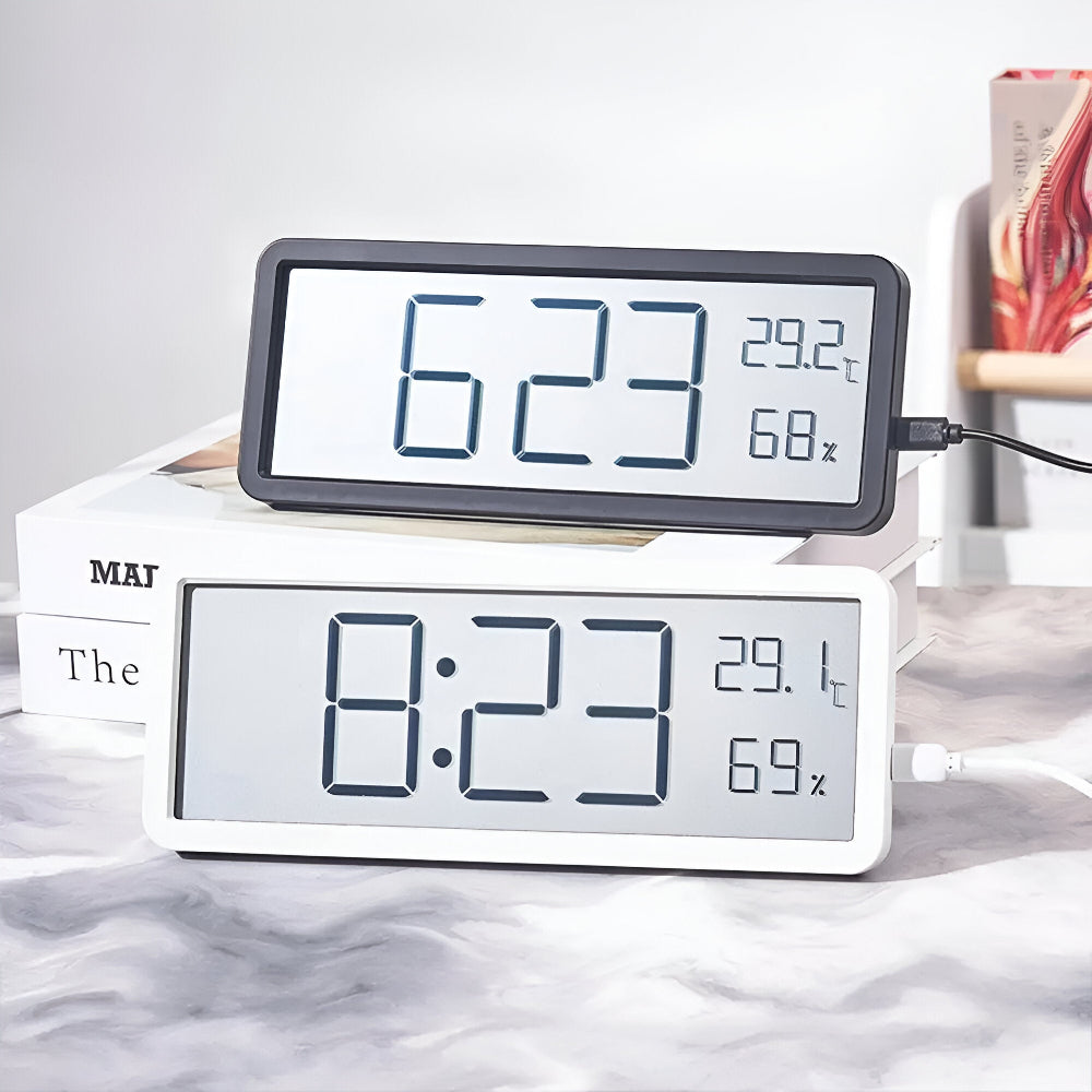Digitale LED Wandklok met Temperatuur en Luchtvochtigheid 20cm Acryl Woonkamer Kantoor USB Klok Hygrometer