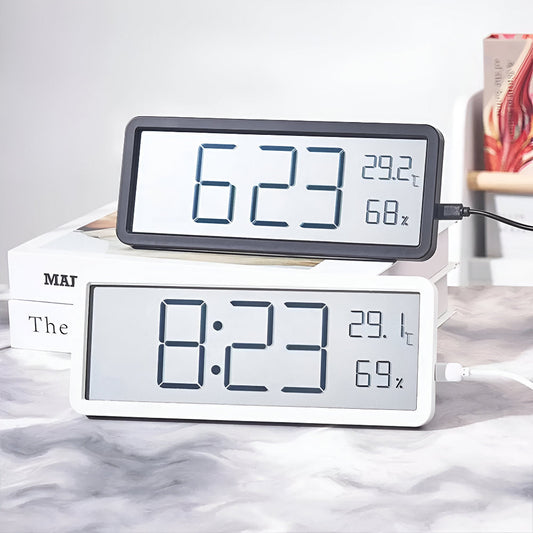 Digitale LED Wandklok met Temperatuur en Luchtvochtigheid 20cm Acryl Woonkamer Kantoor USB Klok Hygrometer