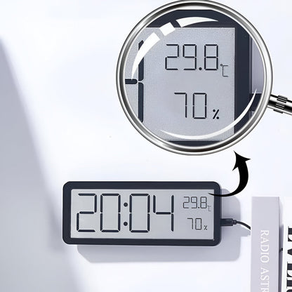 Digitale LED Wandklok met Temperatuur en Luchtvochtigheid 20cm Acryl Woonkamer Kantoor USB Klok Hygrometer