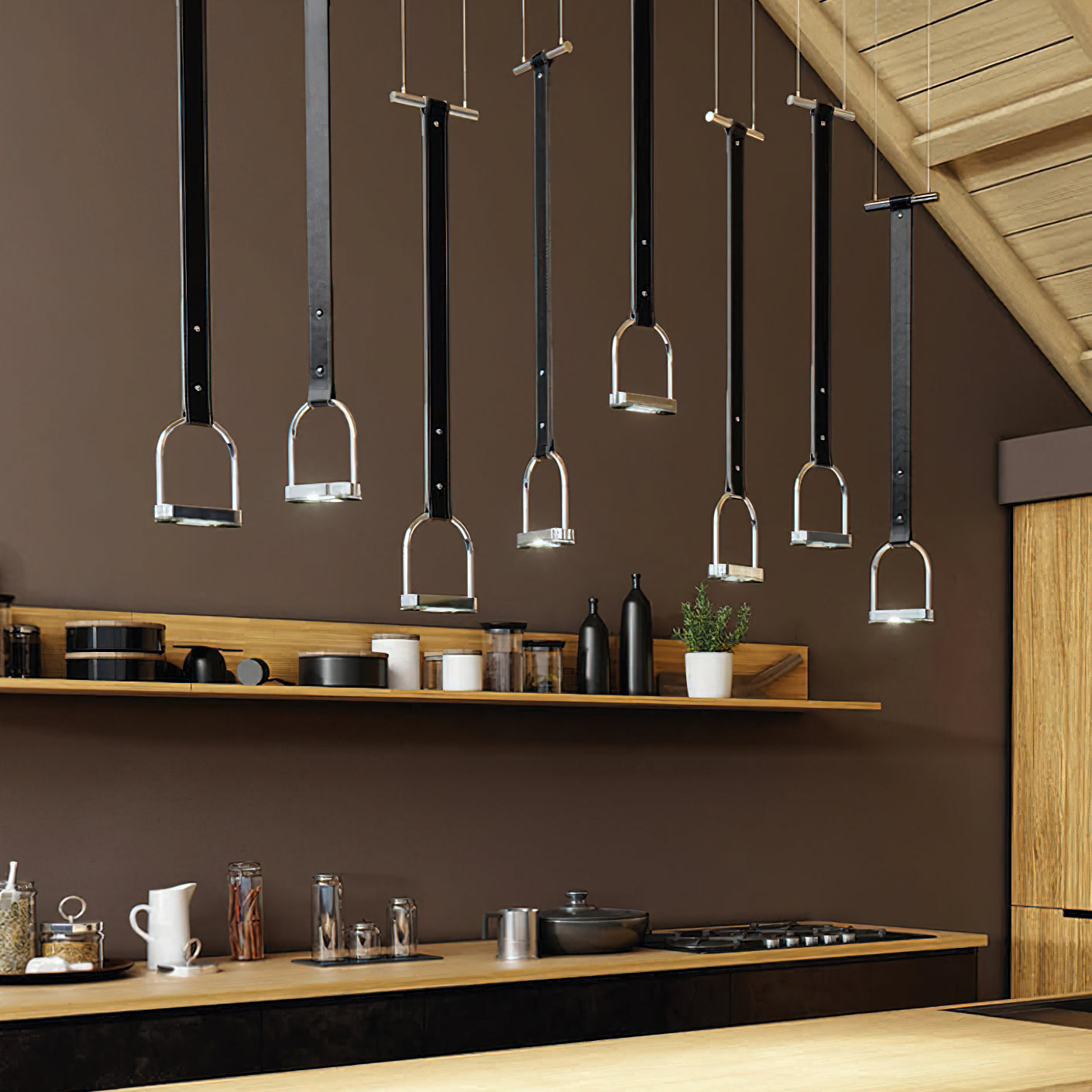 Hanglampen met Leren Riemen Industrieel Design Rustiek Metaal Nikkel voor Eetkamer Keukeneiland
