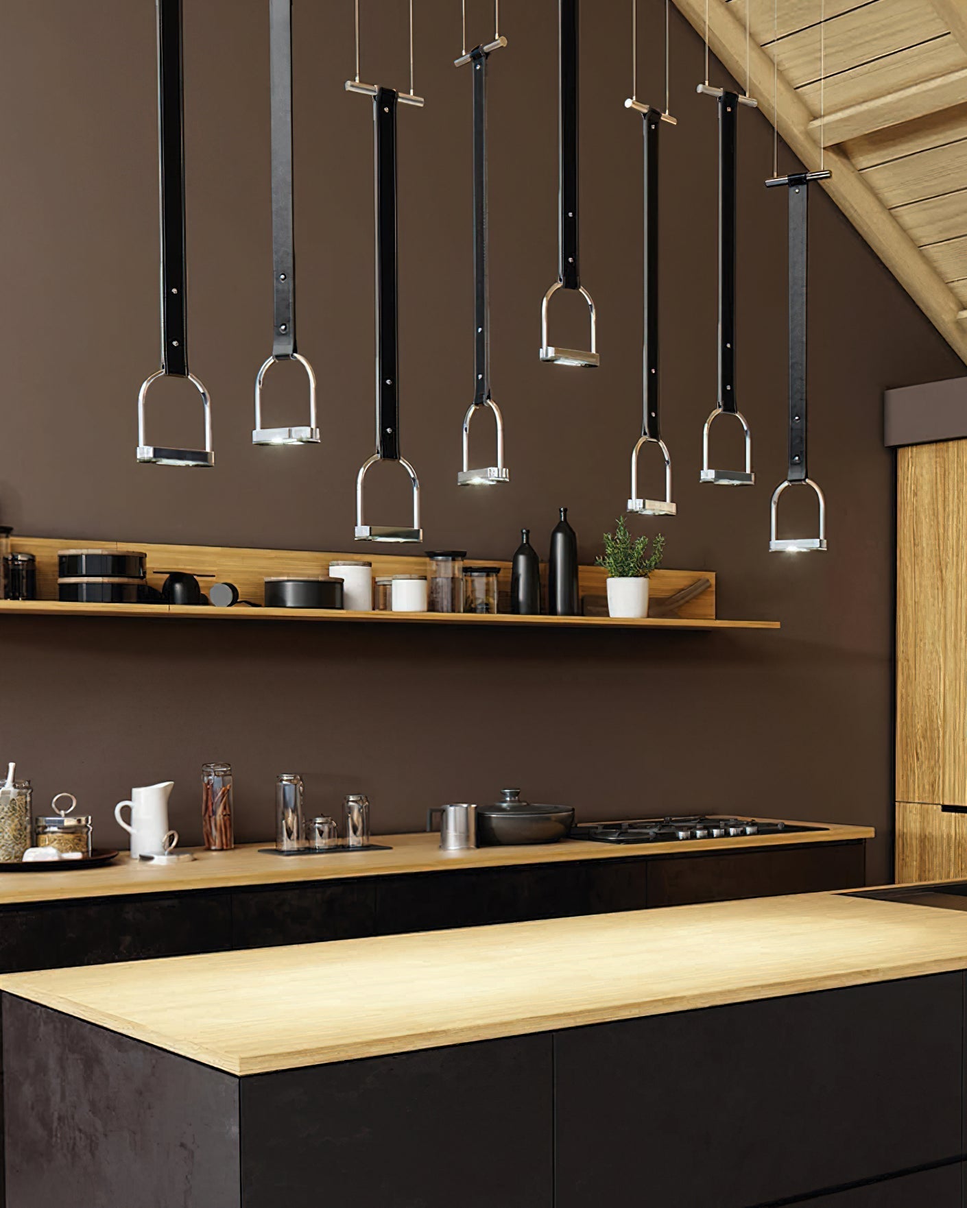 Hanglampen met Leren Riemen Industrieel Design Rustiek Metaal Nikkel voor Eetkamer Keukeneiland
