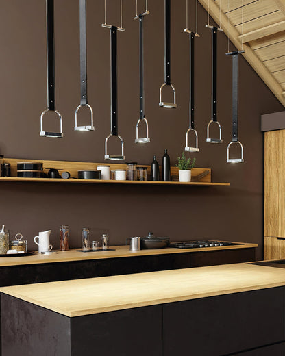 Hanglampen met Leren Riemen Industrieel Design Rustiek Metaal Nikkel voor Eetkamer Keukeneiland