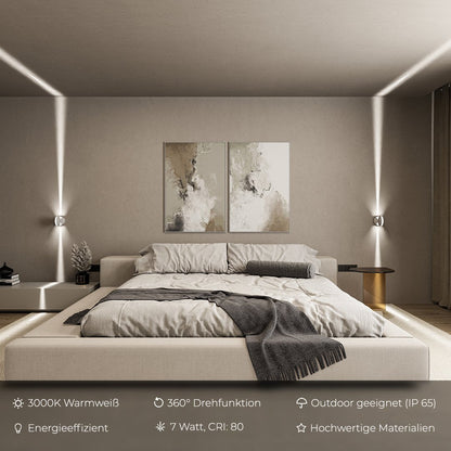 Wandlamp LED 360° Draaibaar Aluminium Warm Licht Design Wandverlichting
