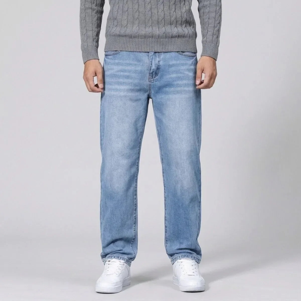 Straight jeans met lichte wassing en regular fit