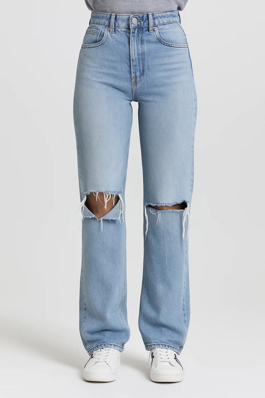 Hoge Taille Jeans met Scheuren voor Mannen Comfortabel Straight Fit - StudioMarella
