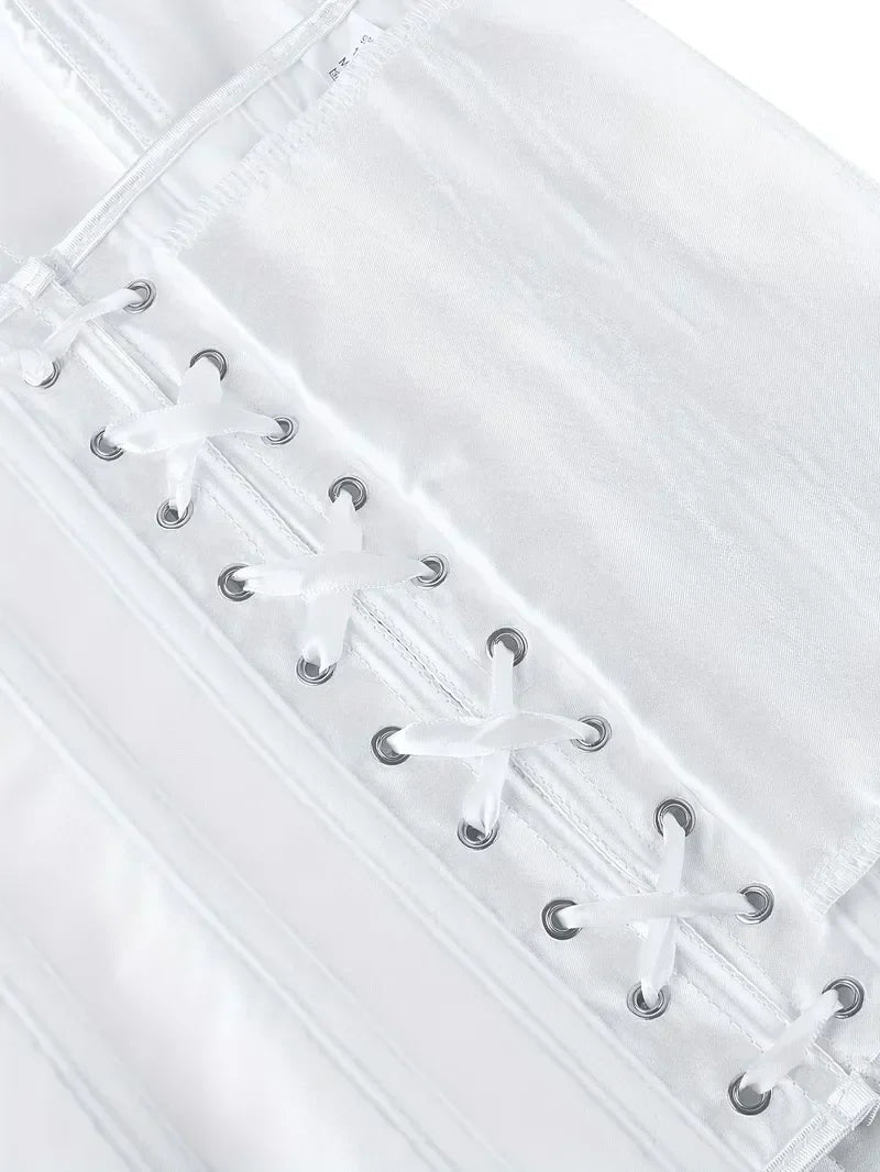 Strapless corset met vetersluiting en knoopsluiting
