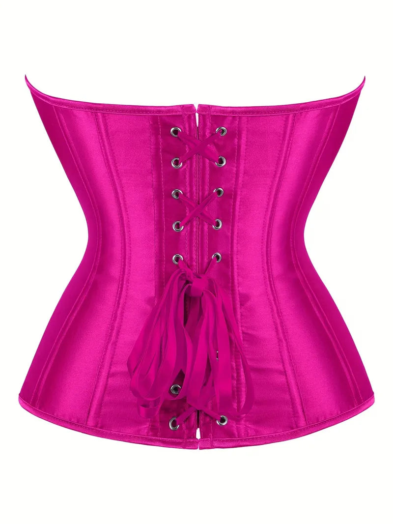 Strapless corset met vetersluiting en knoopsluiting