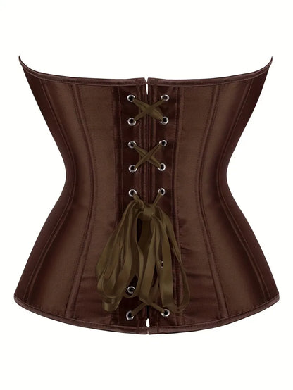 Strapless corset met vetersluiting en knoopsluiting