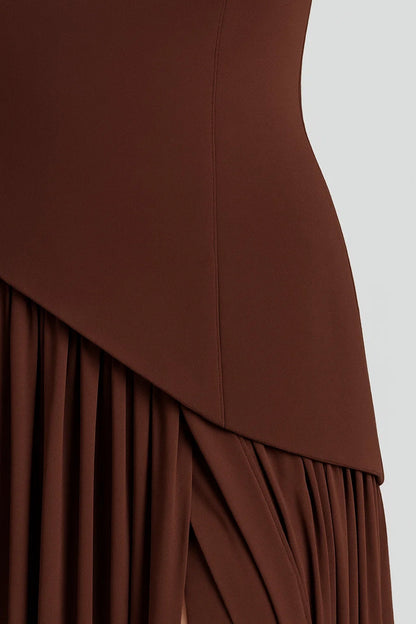 Strapless Maxi Jurk Dames Gala Avondjurk Met Hoge Split