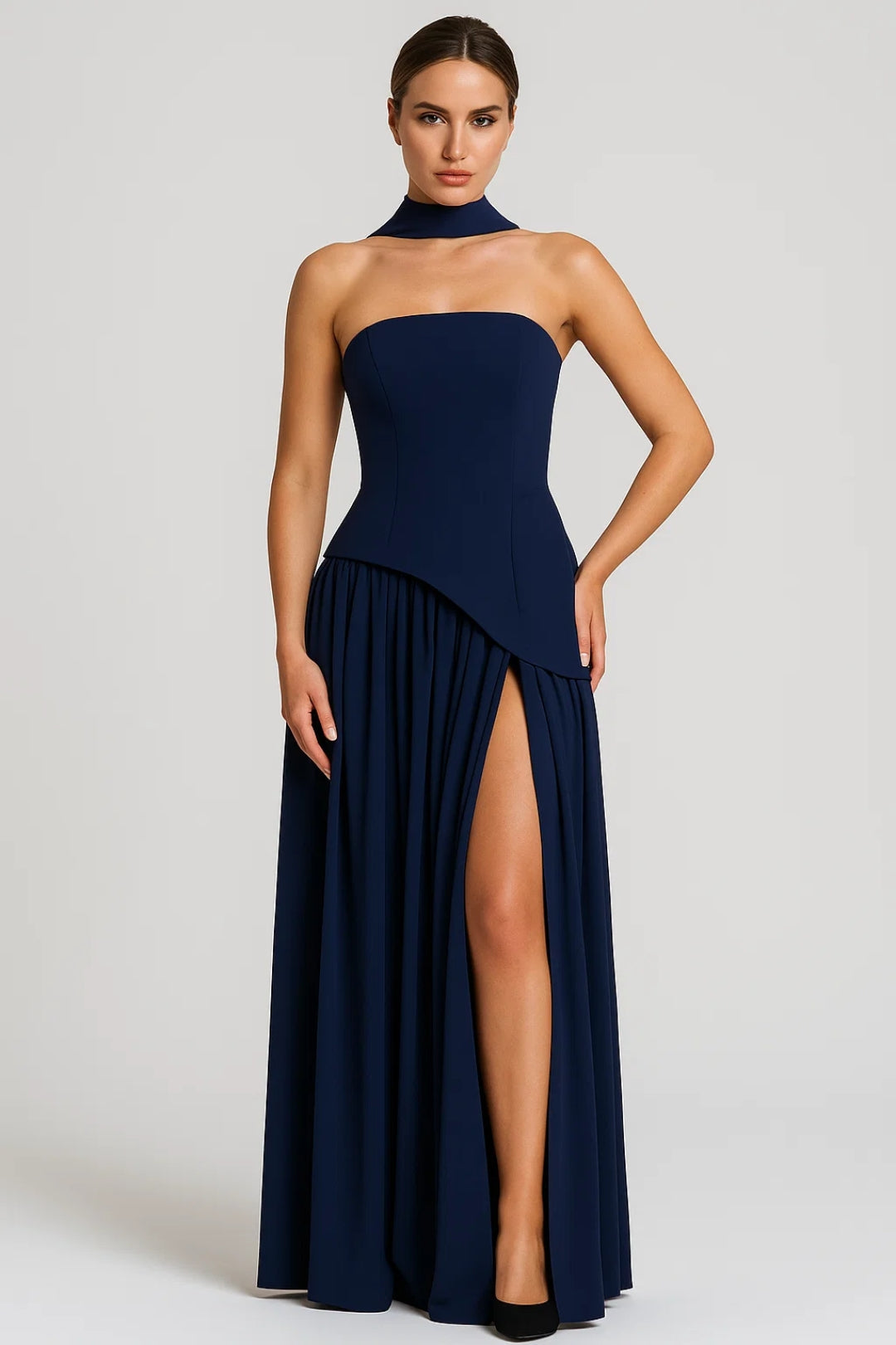 Strapless Maxi Jurk Dames Gala Avondjurk Met Hoge Split