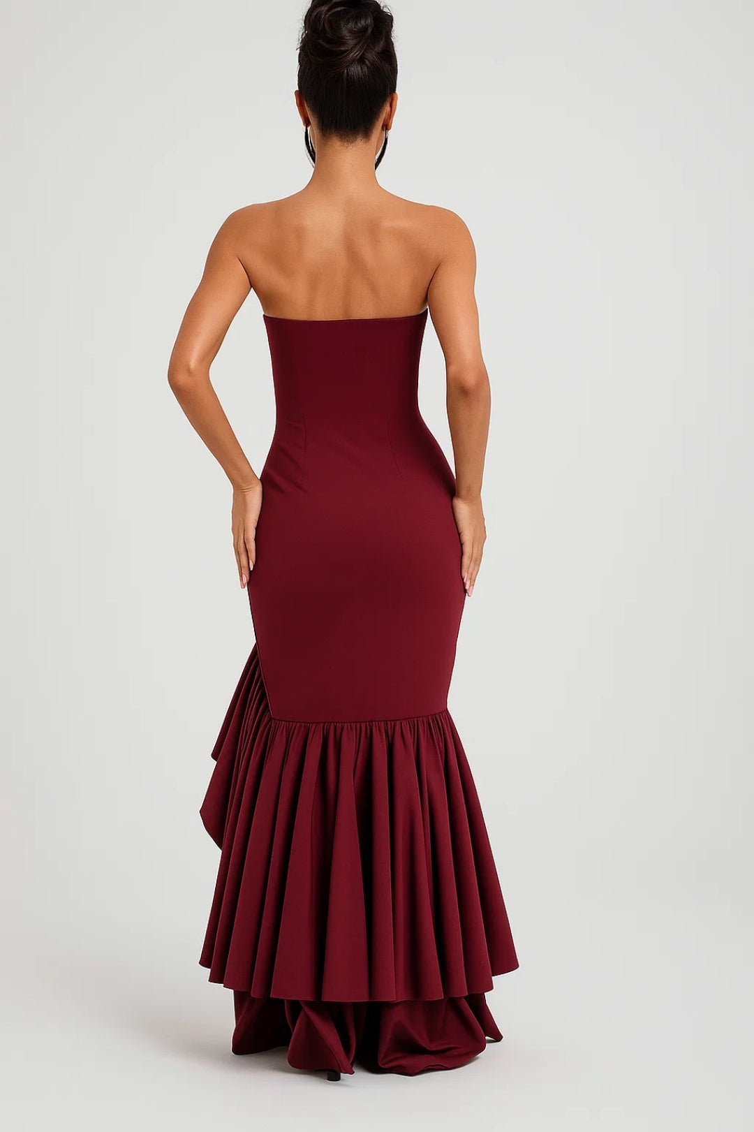 Elegante Maxi Jurk Dames Strapless met Ruches