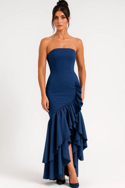 Elegante Maxi Jurk Dames Strapless met Ruches