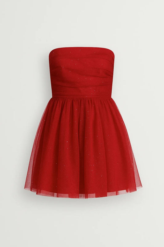Strapless Mini Jurk Dames met Tule Rok Feestelijke Jurk - StudioMarella