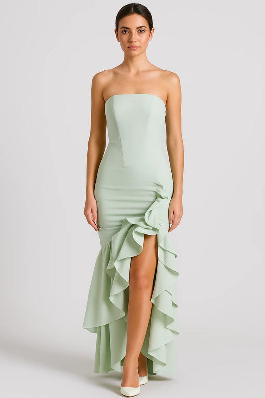 Strapless Maxi Jurk Dames Gala Avondjurk Ruches - StudioMarella