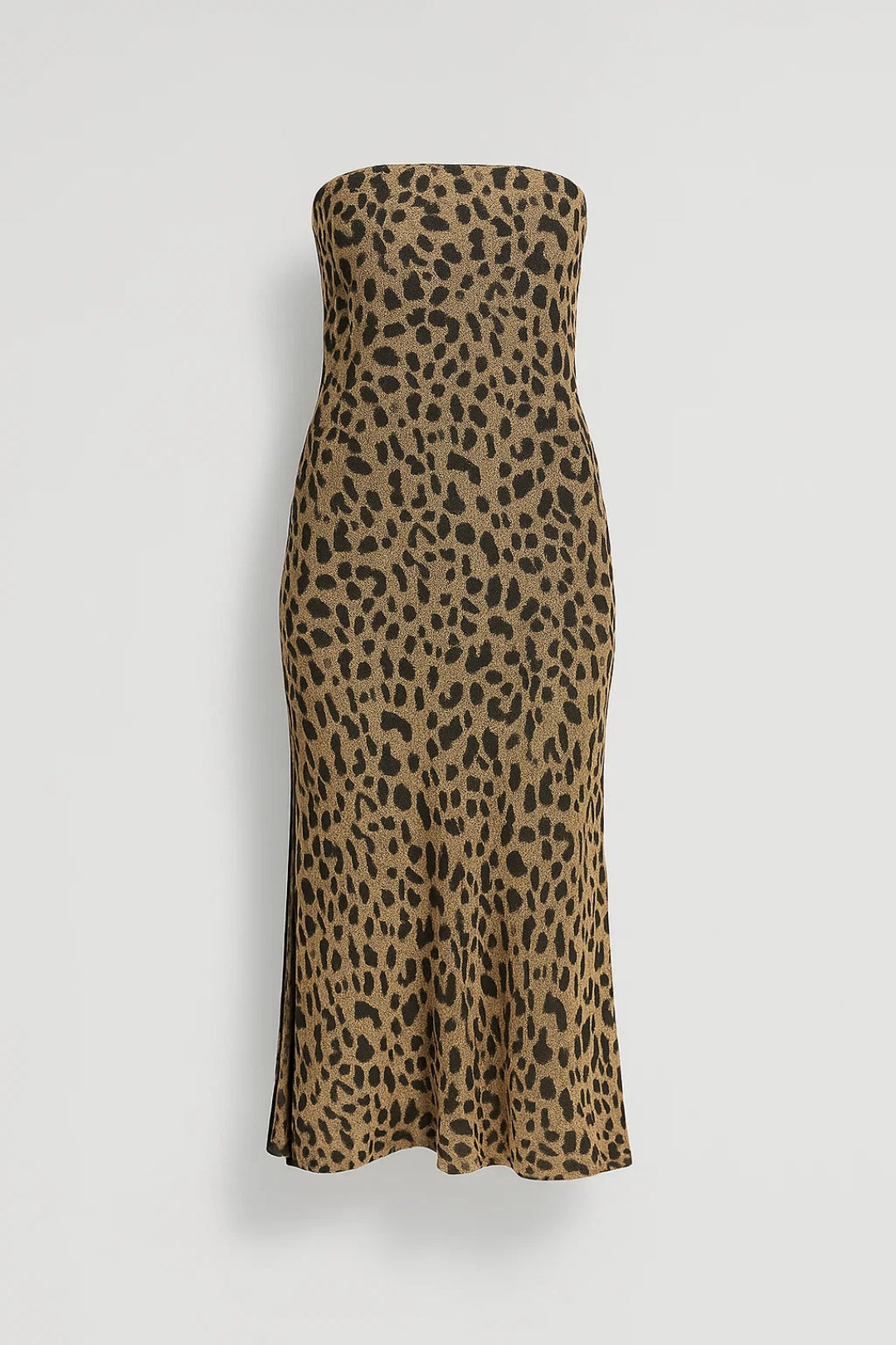 Dames Midi Jurk Strapless Dierenprint Zomerjurk