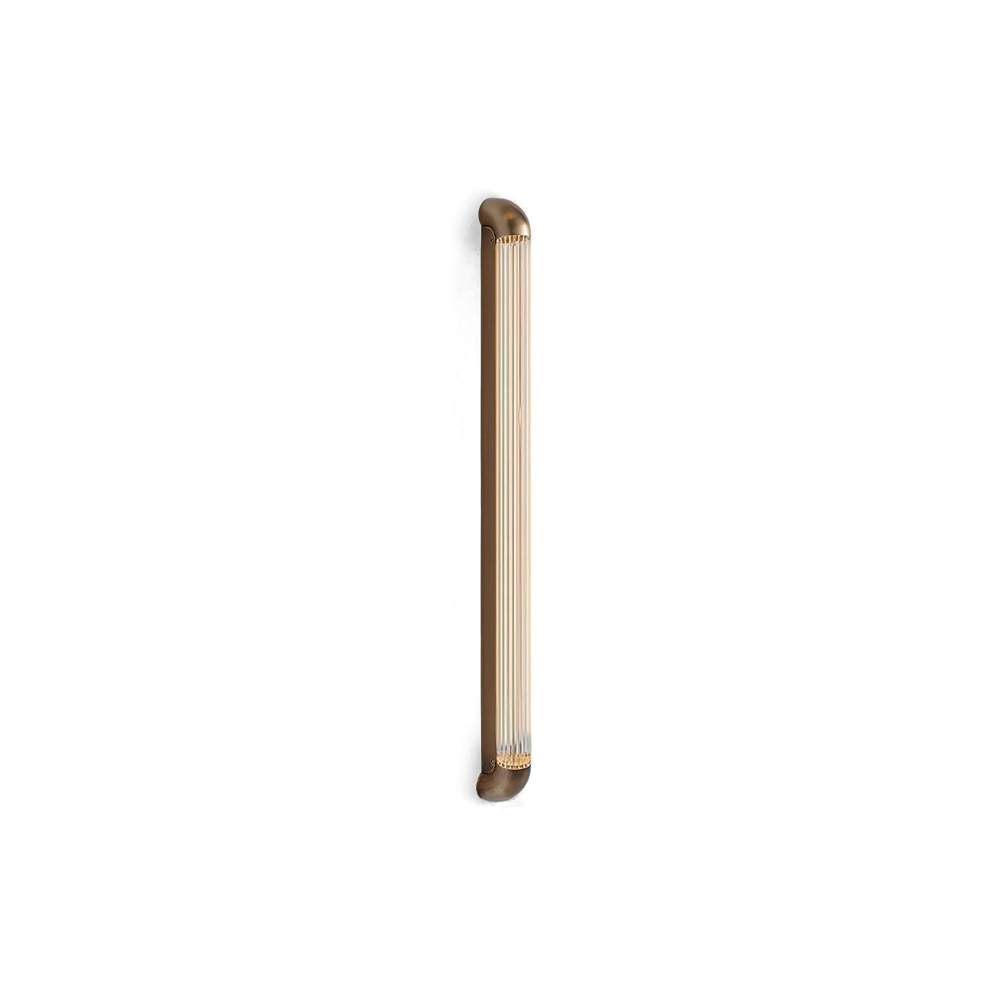 Wandlamp met Geribbelde Glazen Buis en Gebogen Roestvrijstalen Accenten | Moderne Verlichting met Geïntegreerde LED