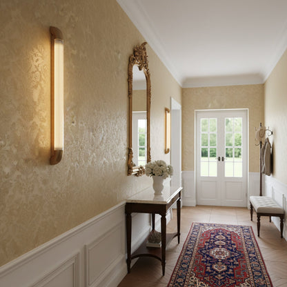 Wandlamp met Geribbelde Glazen Buis en Gebogen Roestvrijstalen Accenten | Moderne Verlichting met Geïntegreerde LED