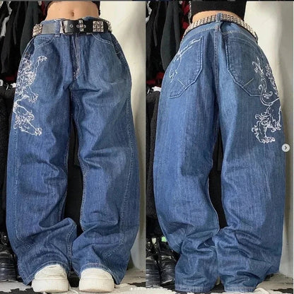 Retro Cargo Jeans Baggy Zit met Veel Zakken