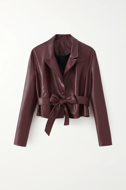 Korte Jas Dames met Strikdetail Elegant Aansluitend - StudioMarella