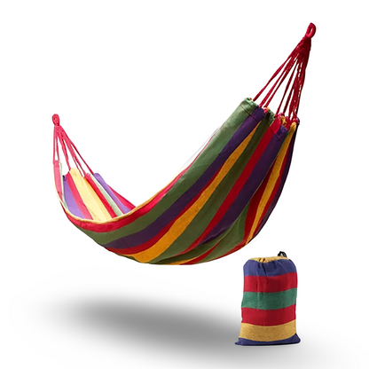 Relaxhangmat voor Buiten – Draagkracht tot 205 kg – Ademend Katoen – Compleet met Bevestigingsset en Draagtas
