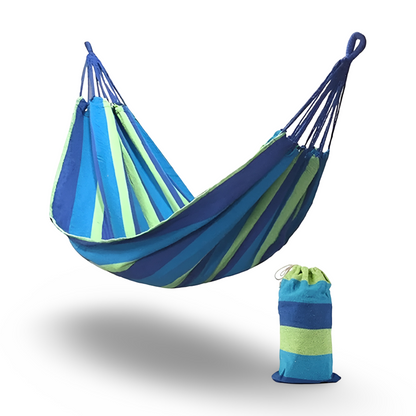 Relaxhangmat voor Buiten – Draagkracht tot 205 kg – Ademend Katoen – Compleet met Bevestigingsset en Draagtas
