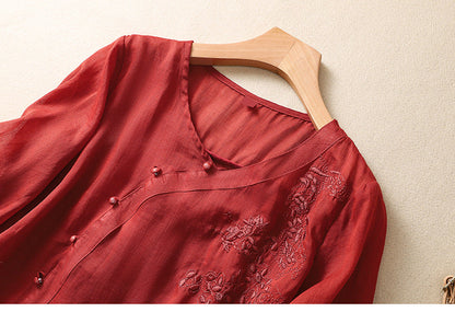 Sue | Dames Tuniek Blouse met Asymmetrische Knoop 6