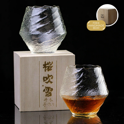 Handgemaakt Japans Whiskyglas 380ml Hittebestendig Kristal Ambachtelijk Design Cometinspiratie Houten Geschenkdoos Premium Drinkglas Traditionele Techniek Collectorsitem