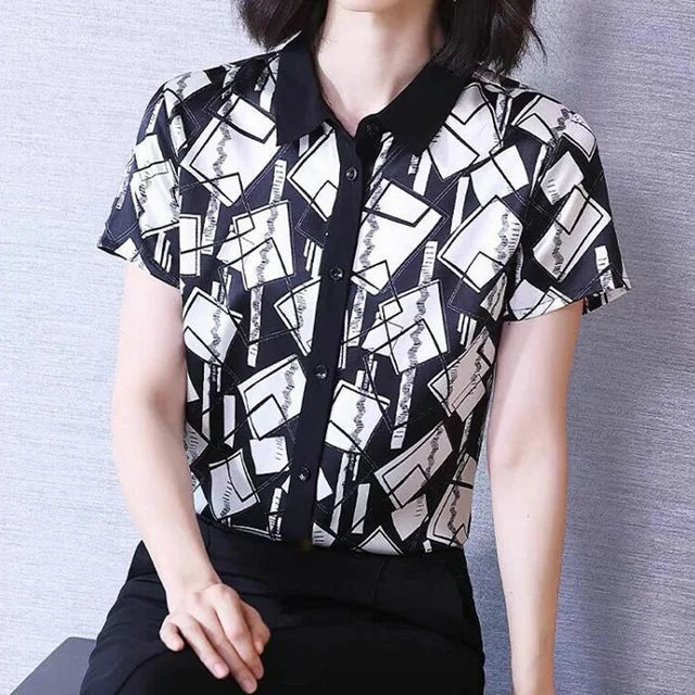 Vrouwelijke Zomer Blouse Korte Mouw Leuke Prints - StudioMarella